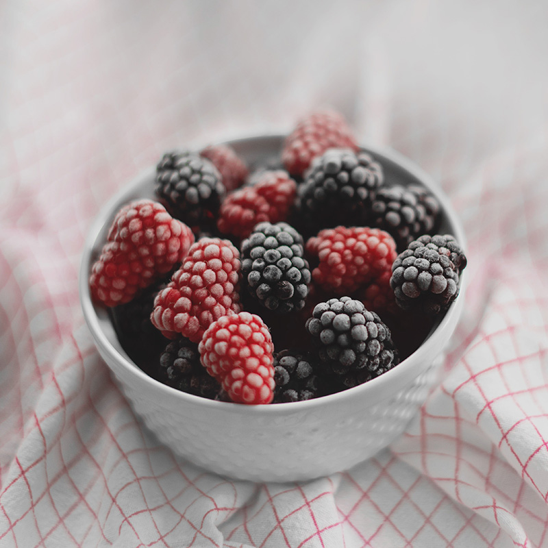 NARBA berry facts freezing raspberries blackberries in bowl